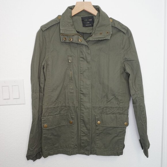 Love Tree: Green Zipper & Button up Jacket - Picture 2 of 7